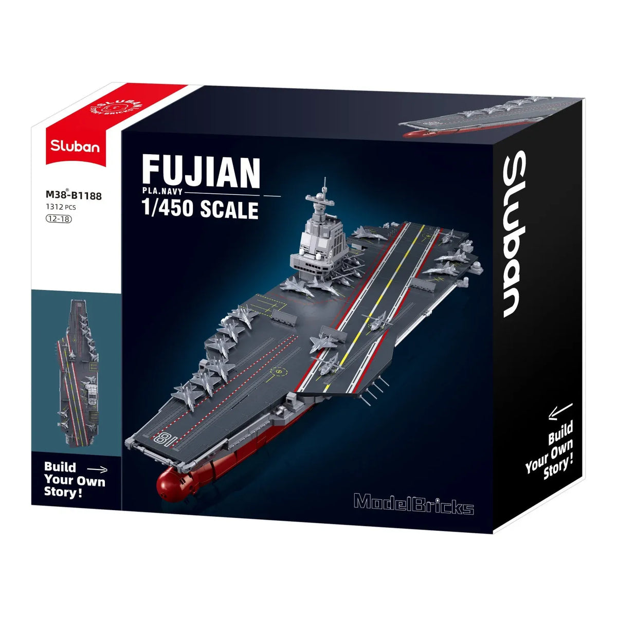 B1188 Model Kit 1:450 Aircraft Carrier Fujian Type 003 Chinese PLAN Warship Navy Vessel Boat Blocks DIY Set Toy