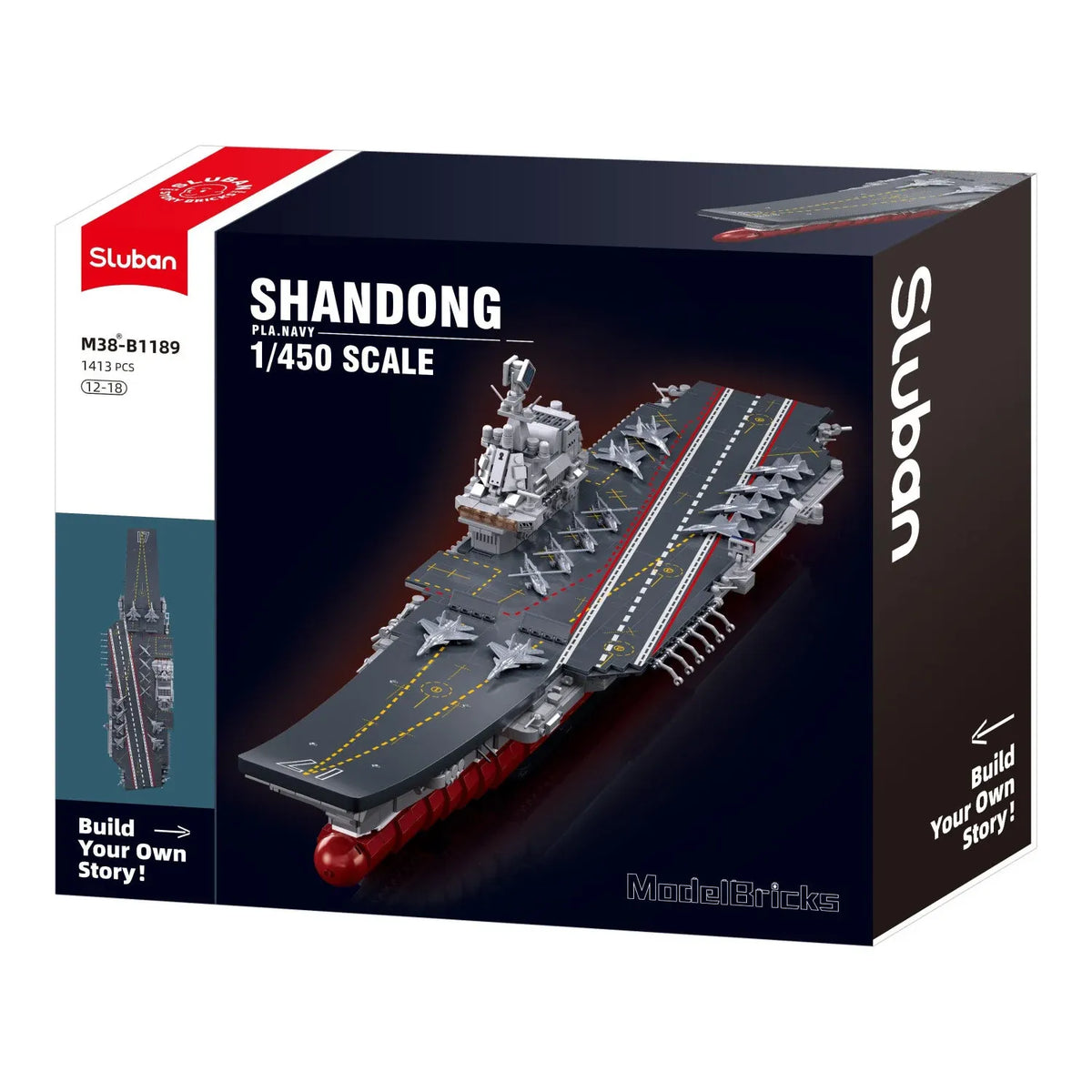 B1189 Model Kit 1:450 Aircraft Carrier Shandong Type 002 PLAN Warship Navy Vessel Boat Blocks DIY Set Toy