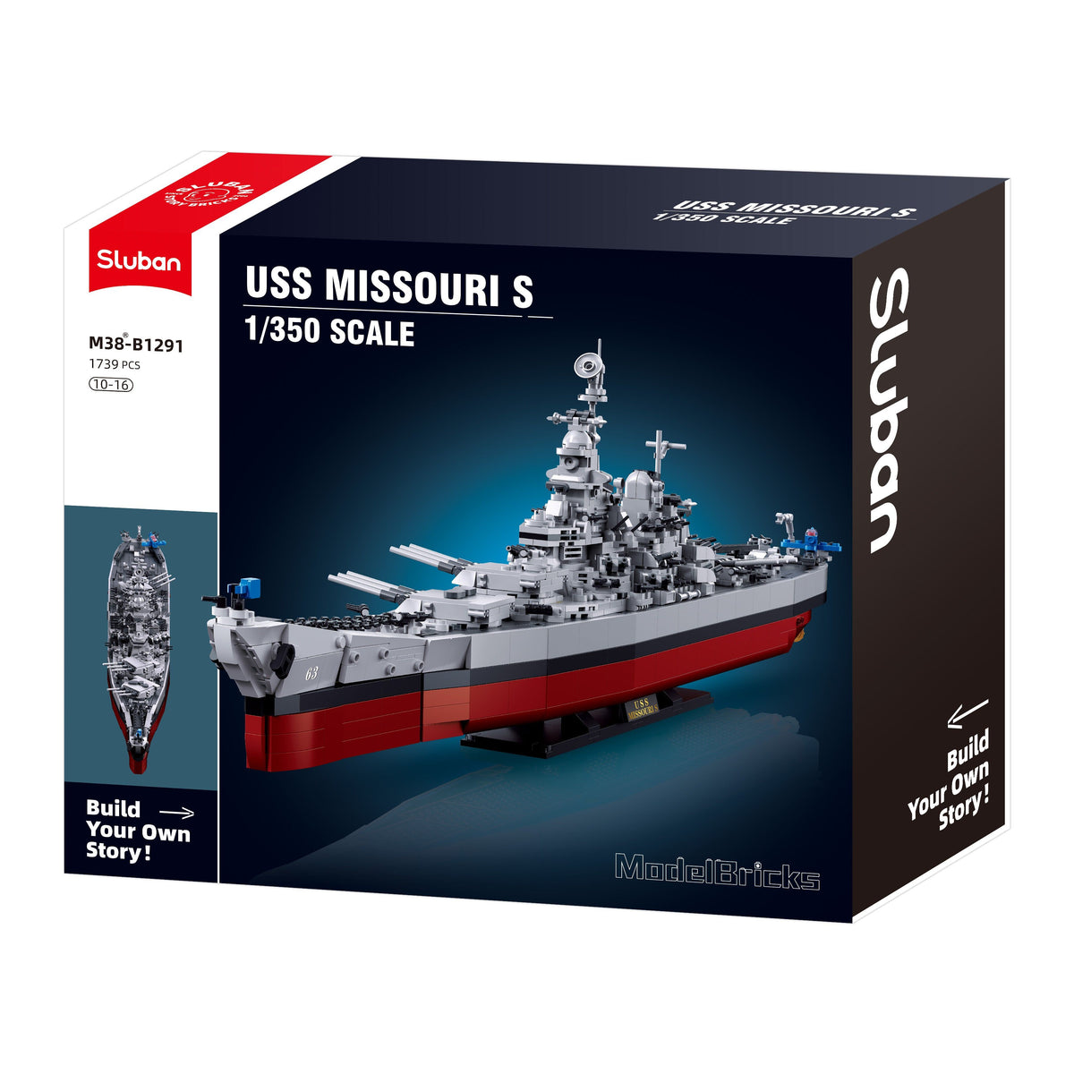 B1291 Model Kit 1:350 USS Missouri BB63 Mighty Mo Battleship Warship WWII Navy Vessel Boat Blocks DIY Set Toy