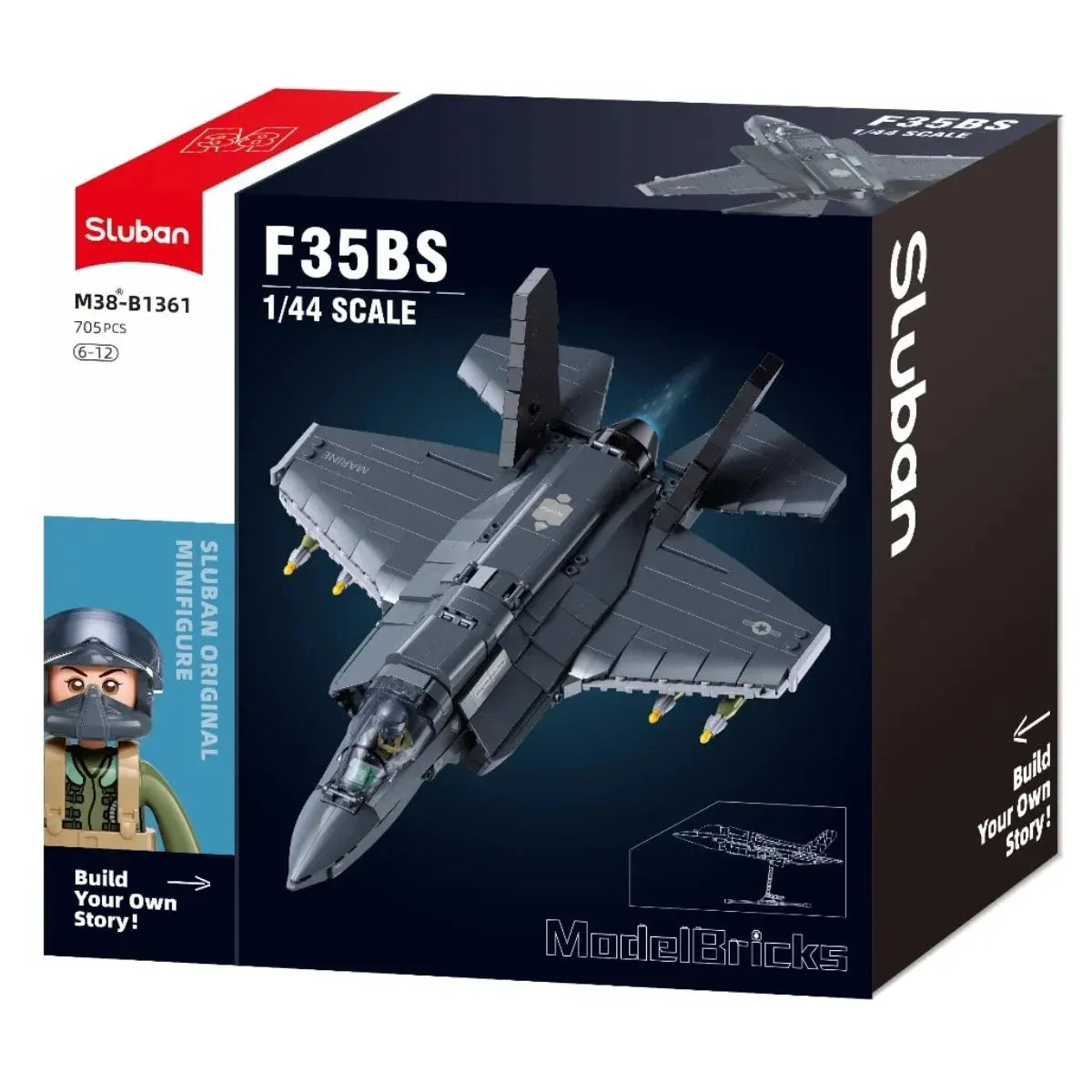 B1361 Model Kit 1:44 F35 Lightning Stealth Fighter Jet Plane Modern USAF Air Force Building Blocks DIY Set Toy