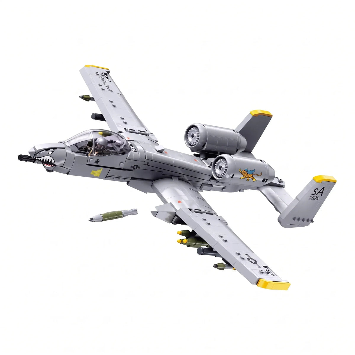 B1362 Model Kit 1:44 A10 Warthog Thunderbolt Attack Jet Fighter Plane USAF Military Building Blocks DIY Set Toy