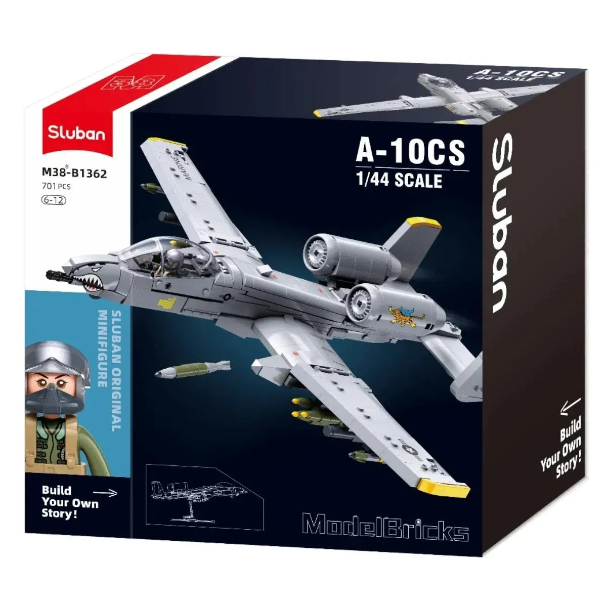 B1362 Model Kit 1:44 A10 Warthog Thunderbolt Attack Jet Fighter Plane USAF Military Building Blocks DIY Set Toy