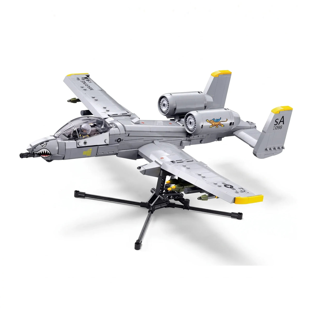 B1362 Model Kit 1:44 A10 Warthog Thunderbolt Attack Jet Fighter Plane USAF Military Building Blocks DIY Set Toy