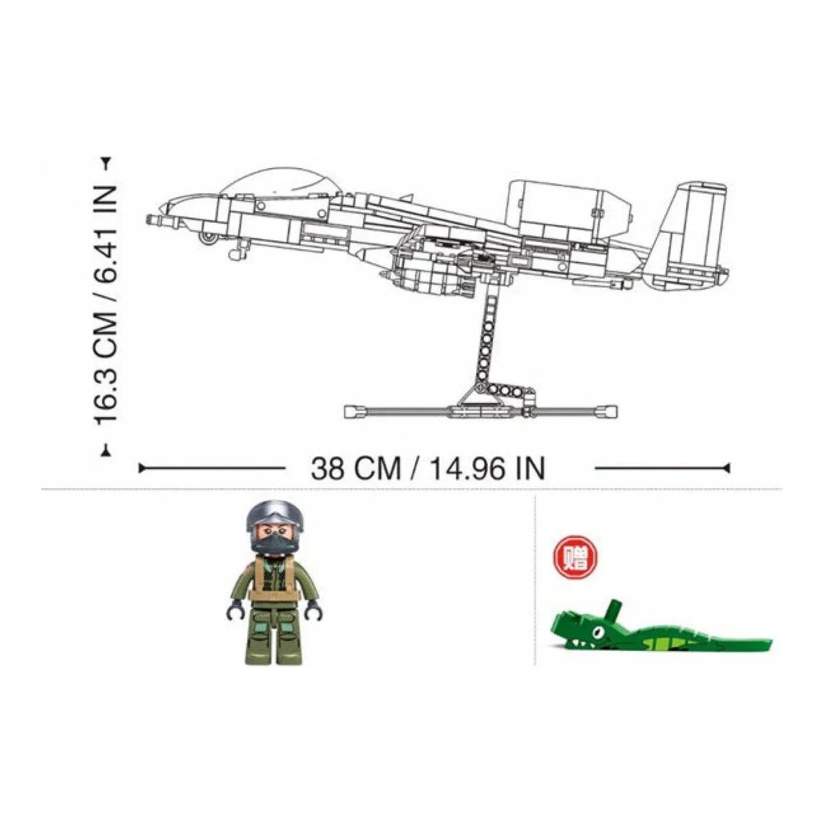 B1362 Model Kit 1:44 A10 Warthog Thunderbolt Attack Jet Fighter Plane USAF Military Building Blocks DIY Set Toy