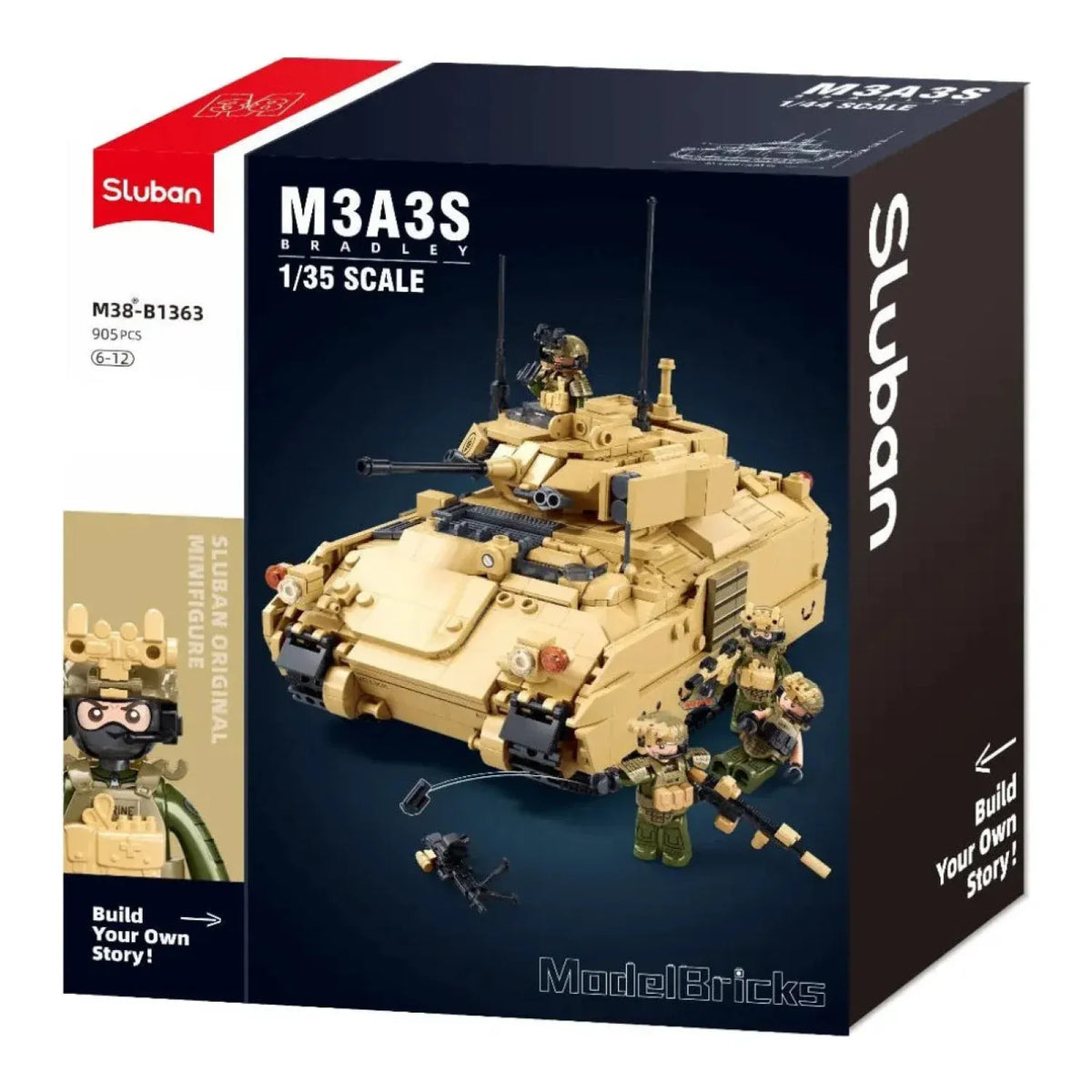B1363 Model Kit 1:35 M3A3 Bradley Armored Infantry Vehicle IFV AFV Modern US Army Military Building Blocks DIY Set Toy