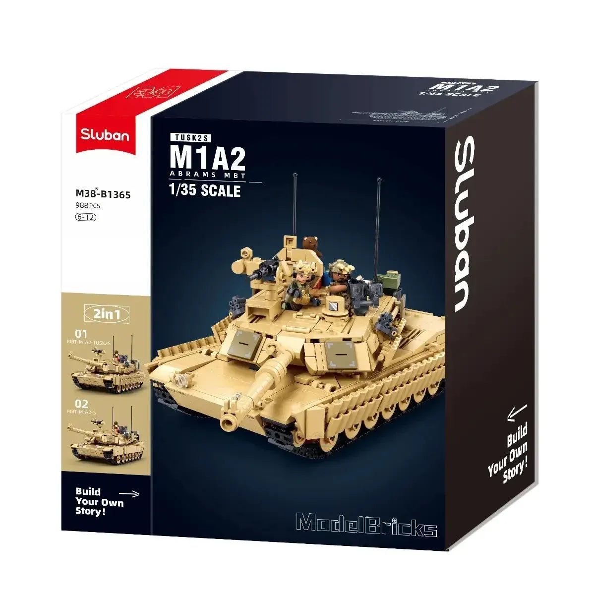 B1365 Model Kit 1:35 M1A2 Abrams TUSK II Battle Tank MBT Modern US Army Military Building Blocks DIY Set Toy