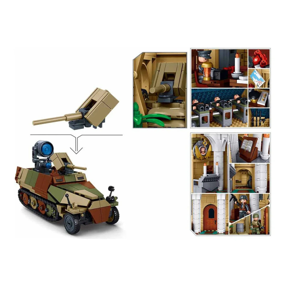 B1532 Model Kit 44cm Battle Of Sainte Mere Eglise D-Day WWII Paratrooper Army Building Blocks DIY Set Toy