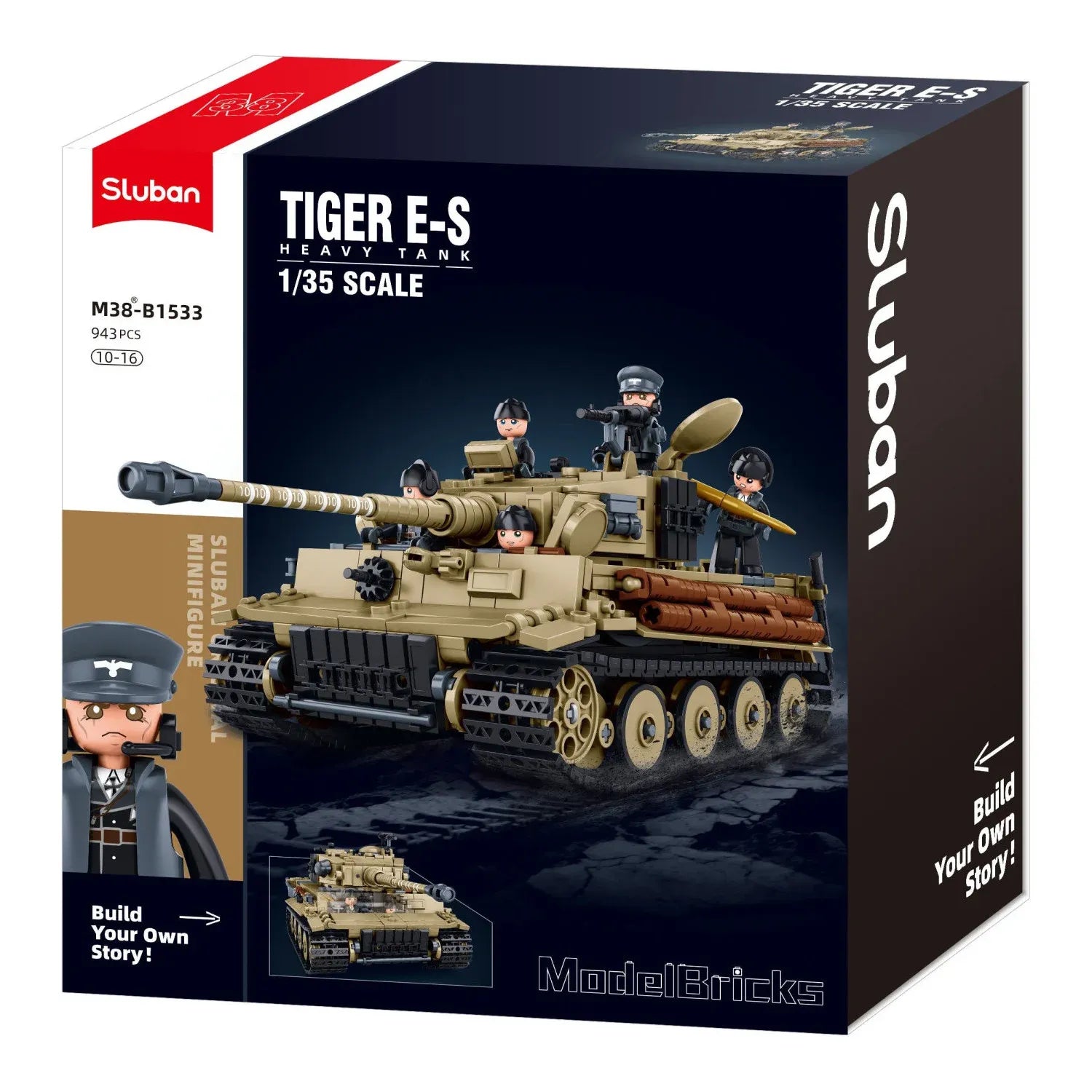 B1533 Model Kit 1:35 Tiger I Tank German Panzer WWII Army Military Building Blocks DIY Toy Construction Set