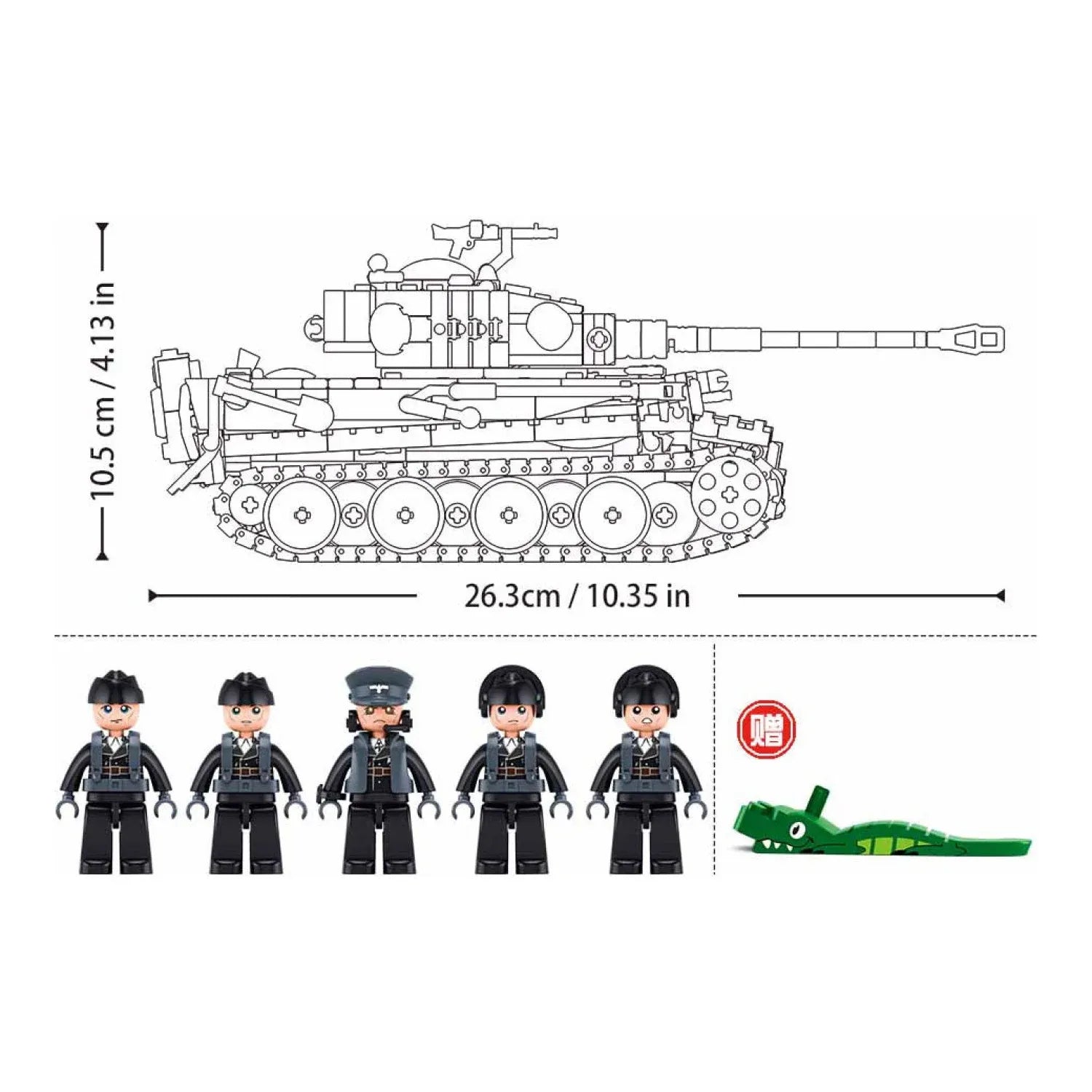 B1533 Model Kit 1:35 Tiger I Tank German Panzer WWII Army Military Building Blocks DIY Toy Construction Set