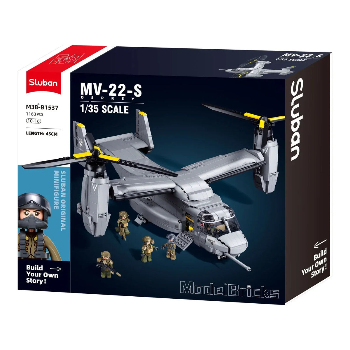 B1537 Model Kit 1:44 MV-22 Osprey Tiltrotor Helicopter Plane Military Air Force Building Blocks DIY Set Toy