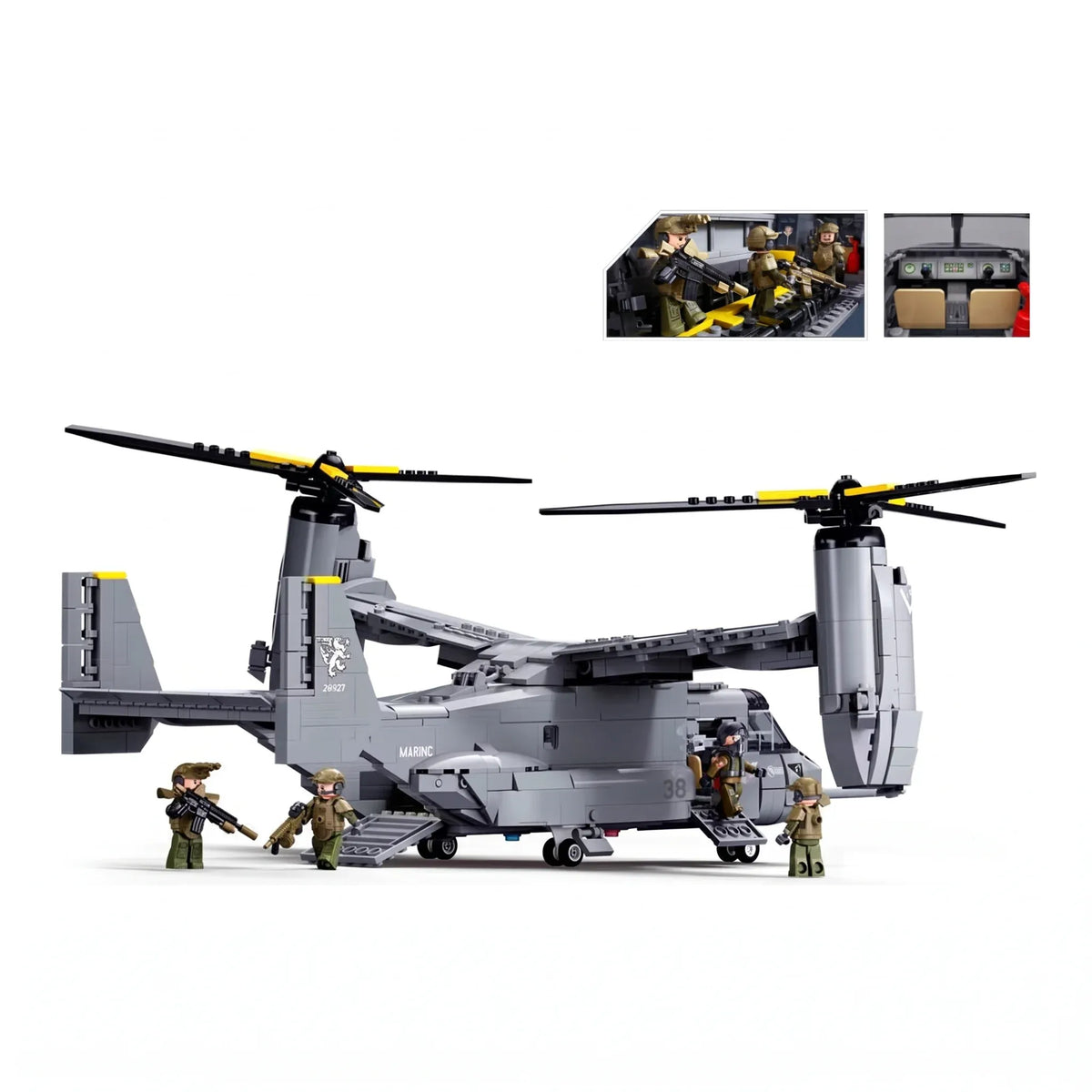 B1537 Model Kit 1:44 MV-22 Osprey Tiltrotor Helicopter Plane Military Air Force Building Blocks DIY Set Toy