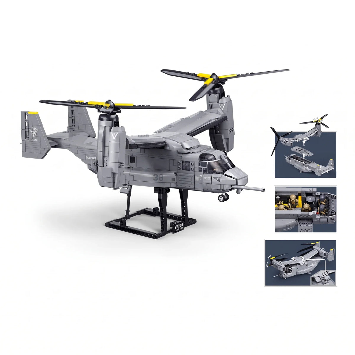 B1537 Model Kit 1:44 MV-22 Osprey Tiltrotor Helicopter Plane Military Air Force Building Blocks DIY Set Toy