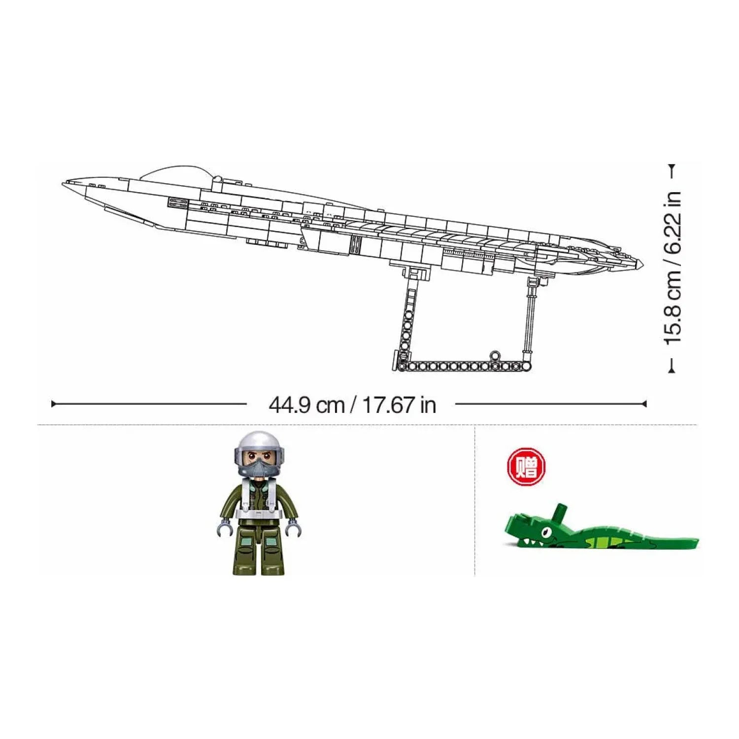 B1587 Model Kit 1:44 J50 Stealth Fighter Jet Plane - Military Air Force Building Blocks DIY Set Toy