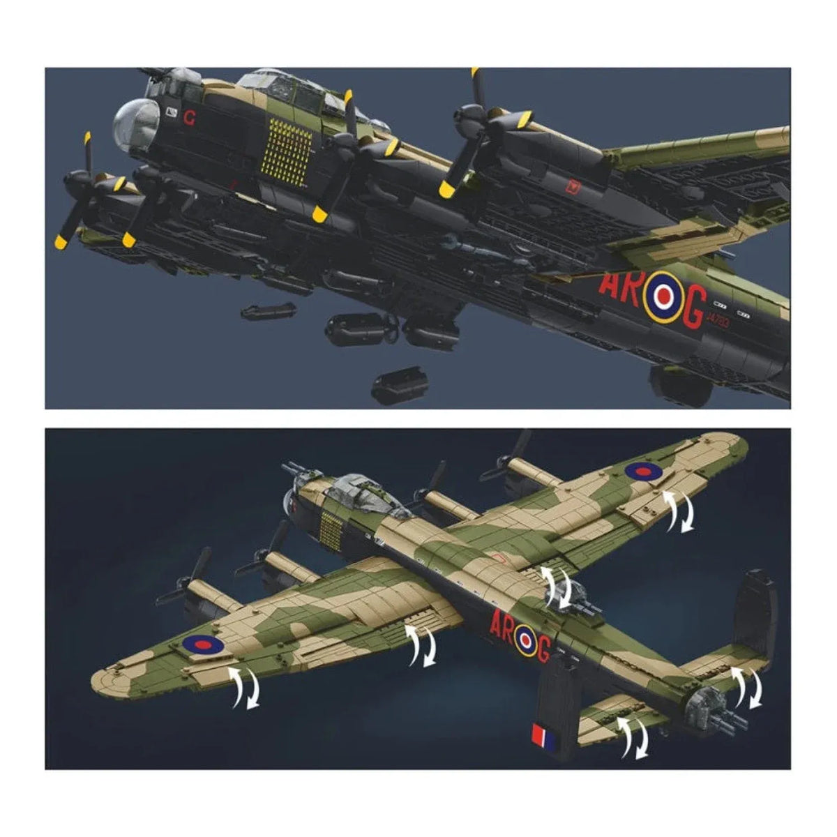 Model Kit 1:44 Lancaster Bomber G For George Plane WWII RAAF Air Force Military Building Blocks DIY Set Toy  B1609
