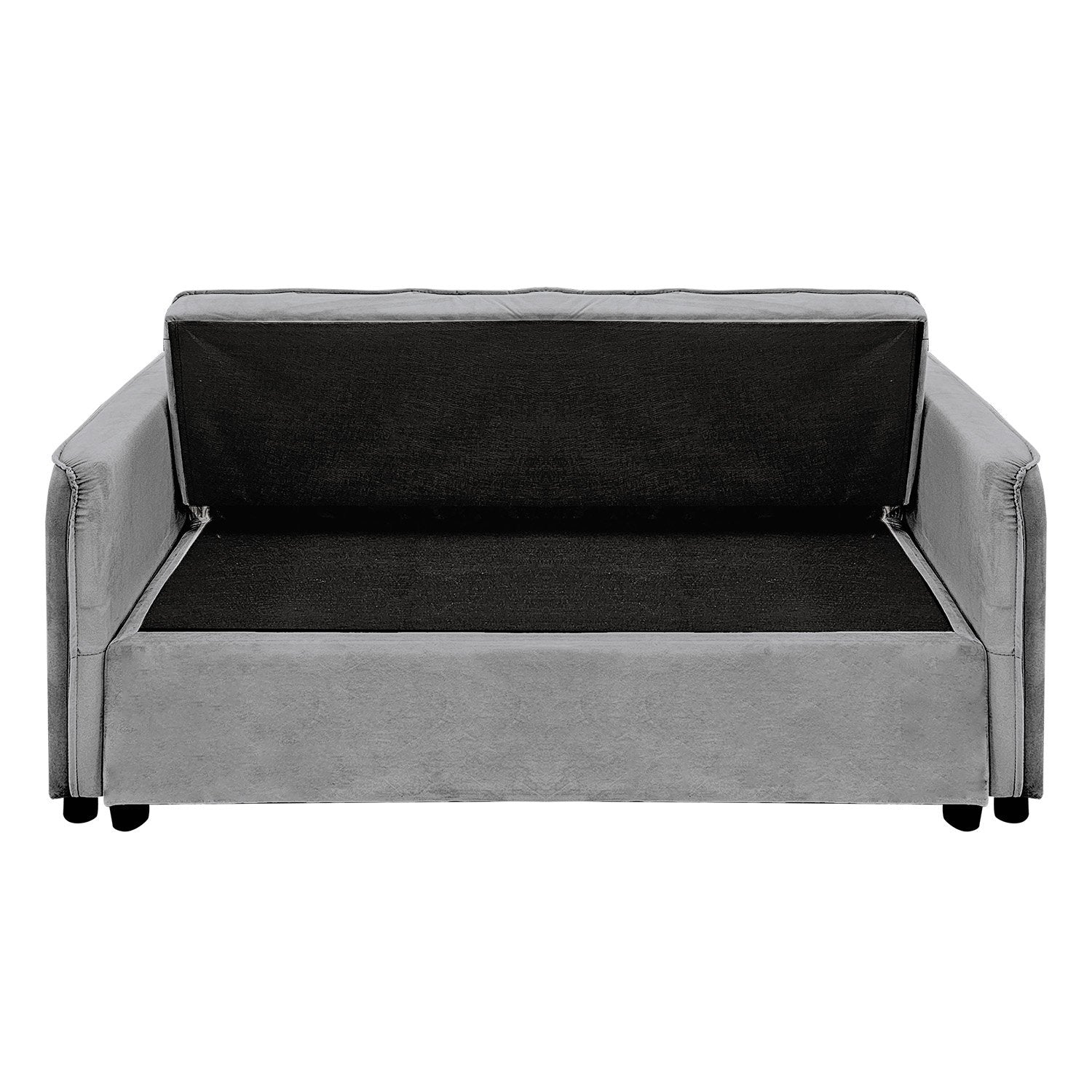 Sarantino Quincy 2-Seater Velvet Sofa Bed in Dark Grey with Wooden Frame and Tufted Design