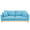 3 Seater Faux Velvet Wooden Sofa Bed Couch Furniture - Blue