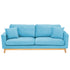 3 Seater Faux Velvet Wooden Sofa Bed Couch Furniture - Blue