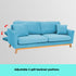 3 Seater Faux Velvet Wooden Sofa Bed Couch Furniture - Blue