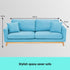 3 Seater Faux Velvet Wooden Sofa Bed Couch Furniture - Blue