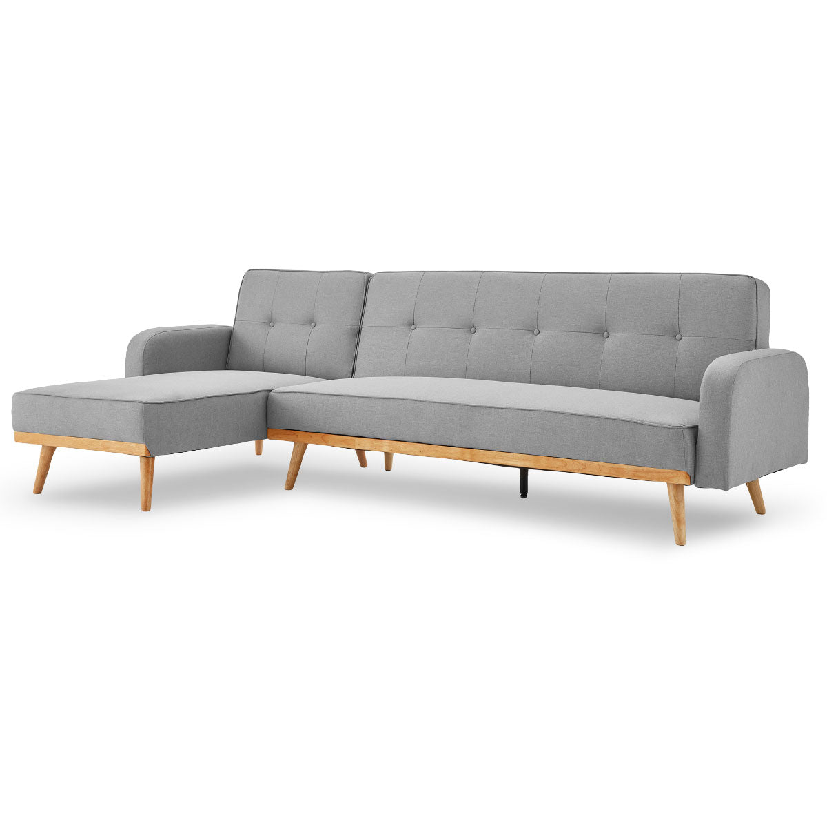 Sarantino 3-Seater Corner Sofa Bed with Chaise Lounge - Light Grey