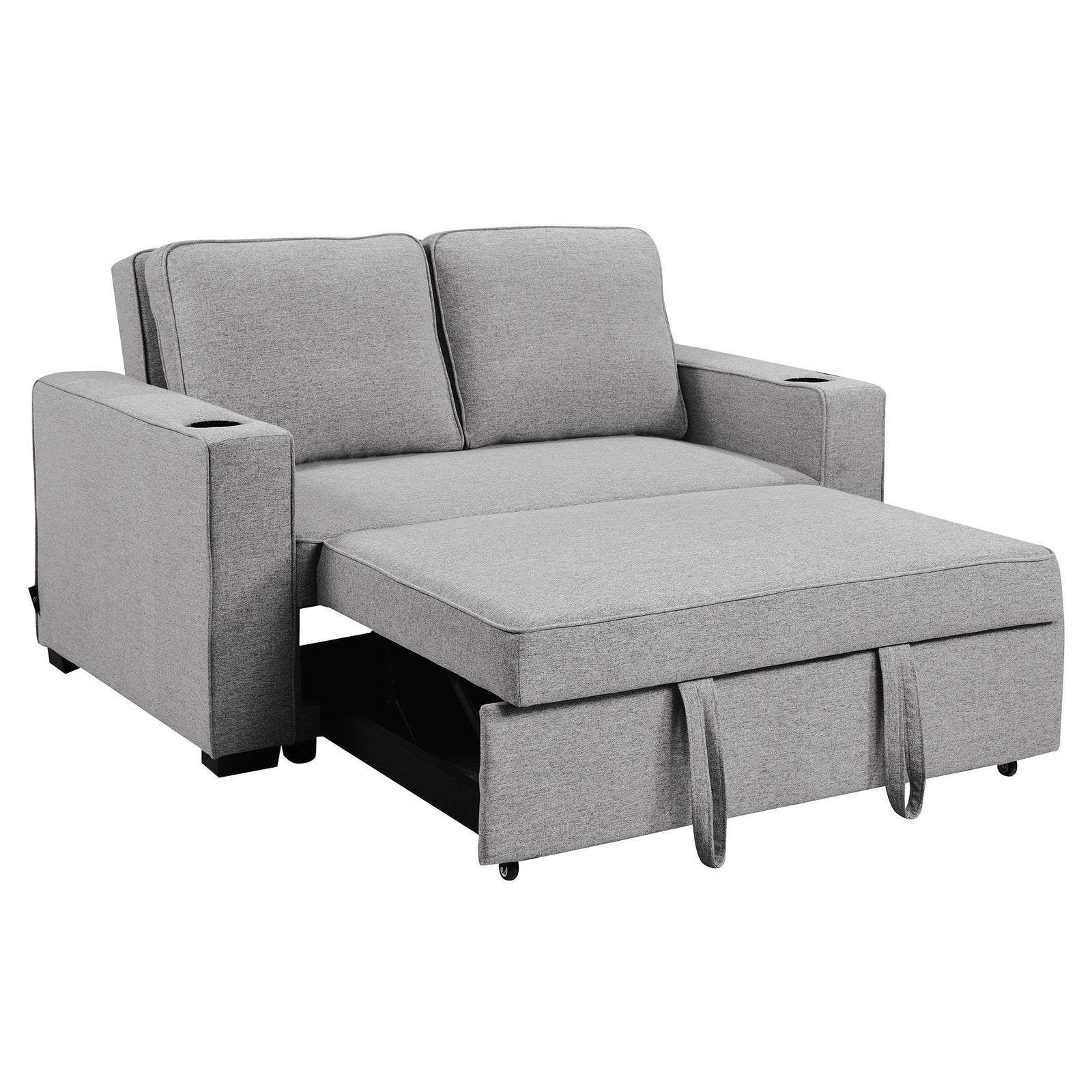 Hoffman Linen Sofa Bed Chair With Cushions &cup Holders Light Grey