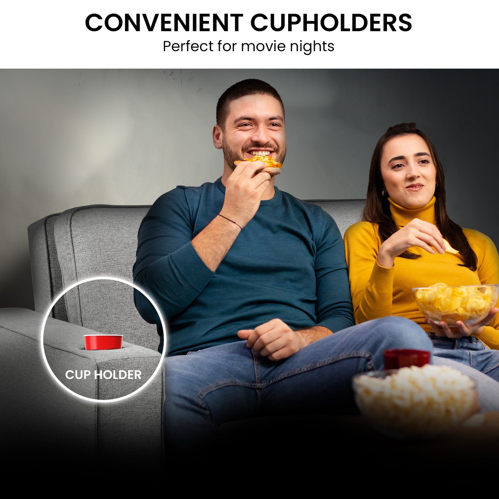 Hoffman Linen Sofa Bed Chair With Cushions &cup Holders Light Grey