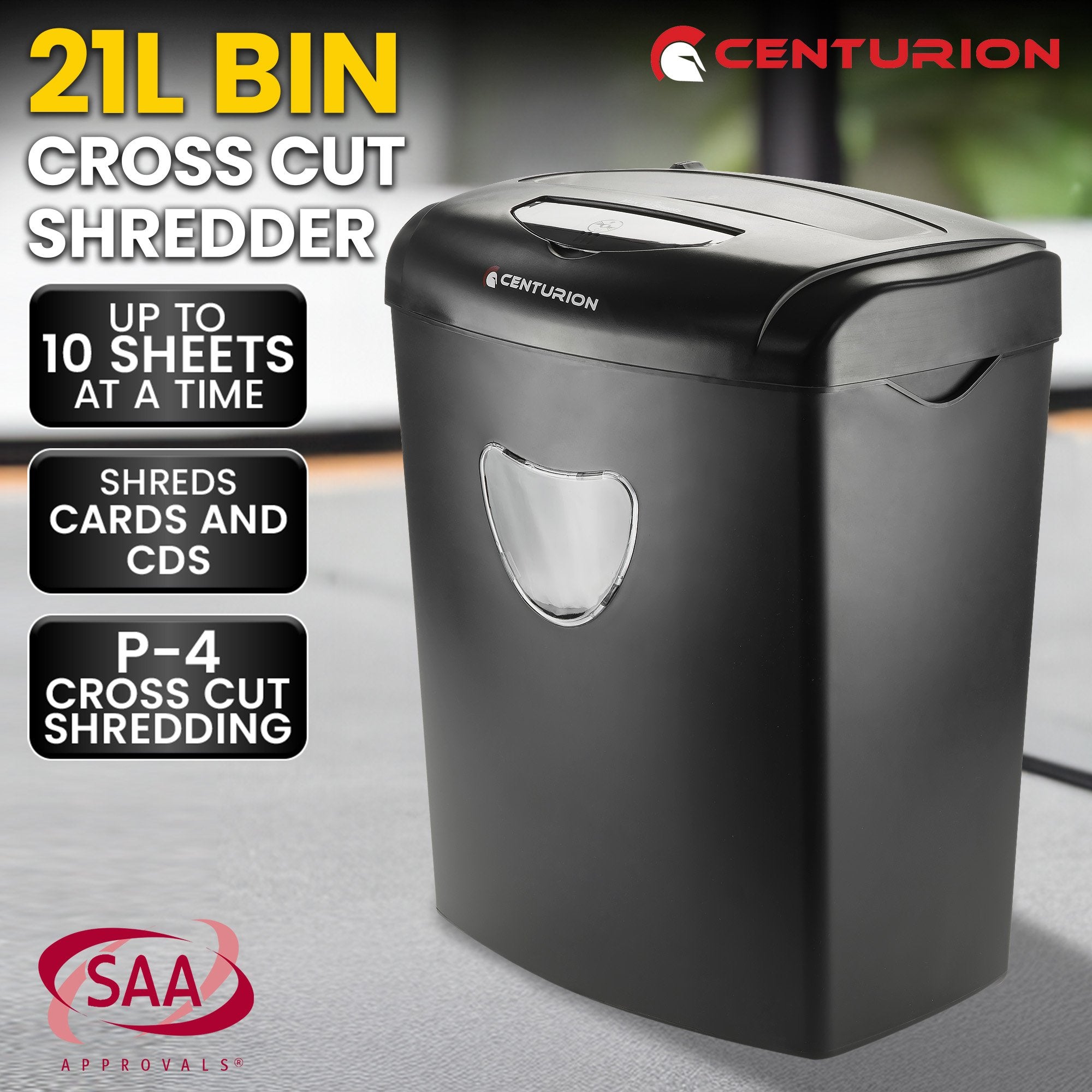 21L Cross-Cut Office Shredder 10-Sheet Paper, CD & Credit Card Security