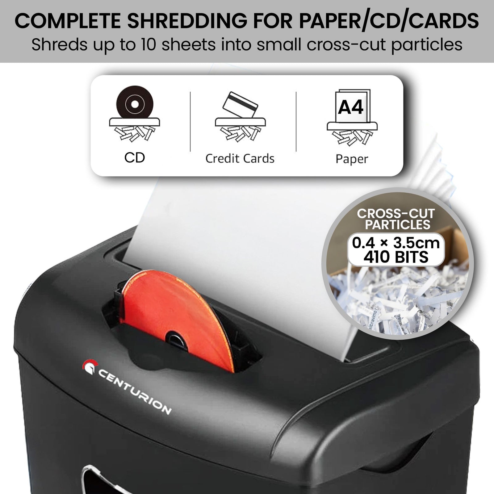 21L Cross-Cut Office Shredder 10-Sheet Paper, CD & Credit Card Security