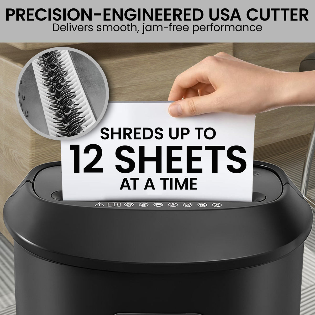 Centurion 25L 12-Sheet Paper Shredder Electric Cross-Cut Home & Office Cutter
