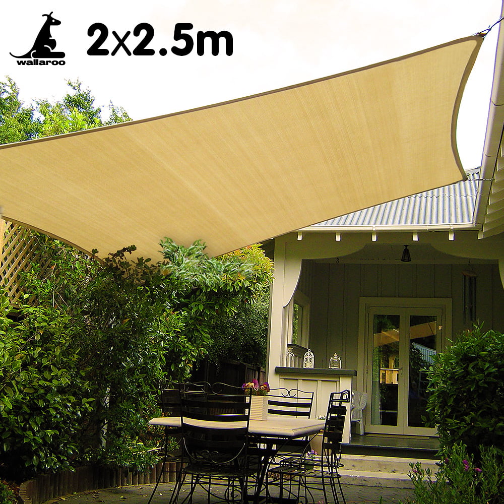 Rectangular Shade Sail 2 x 2.5m in Desert Sand, Blocks Over 95 Percent of UV