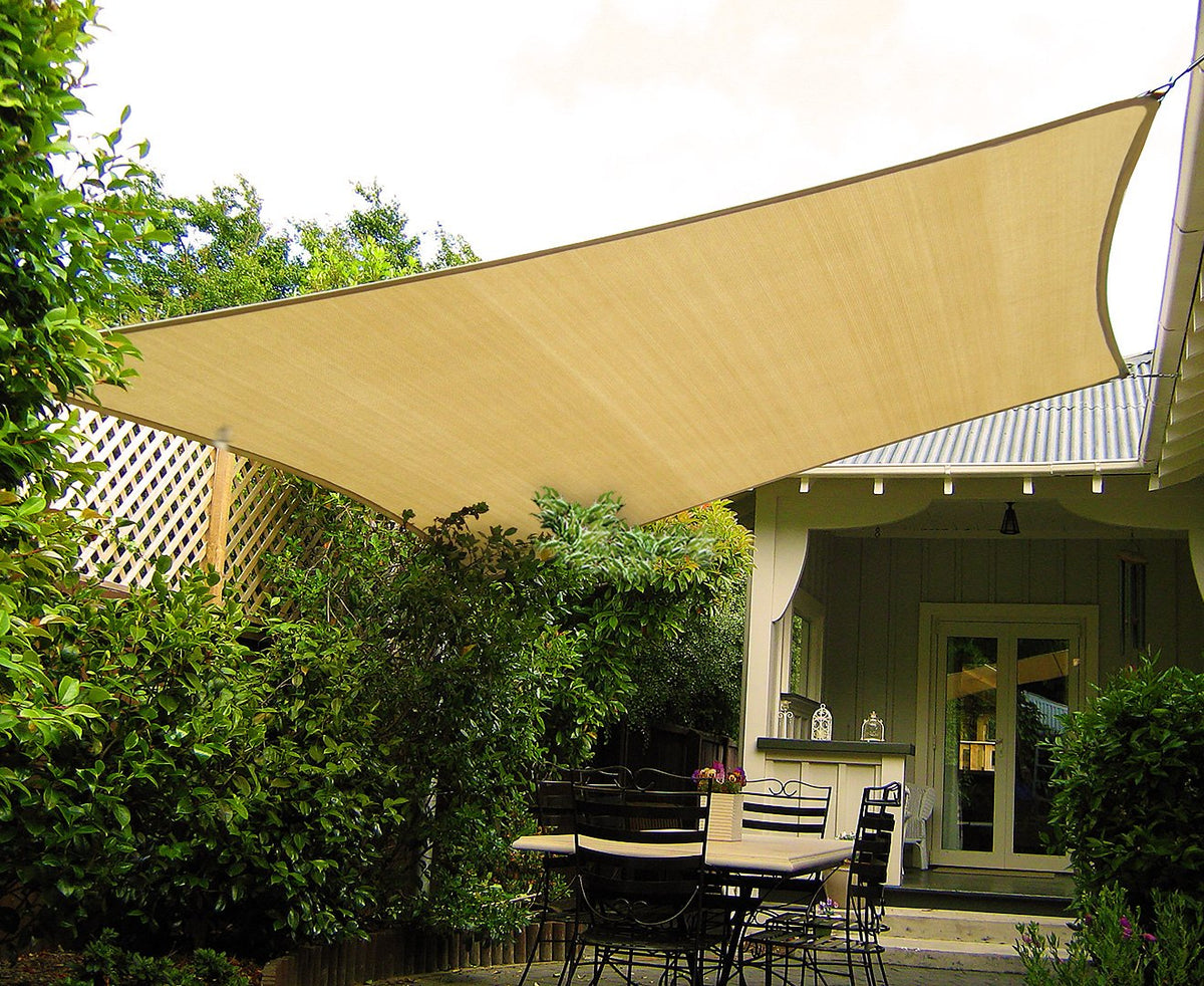 Rectangular Shade Sail 2 x 2.5m in Desert Sand, Blocks Over 95 Percent of UV