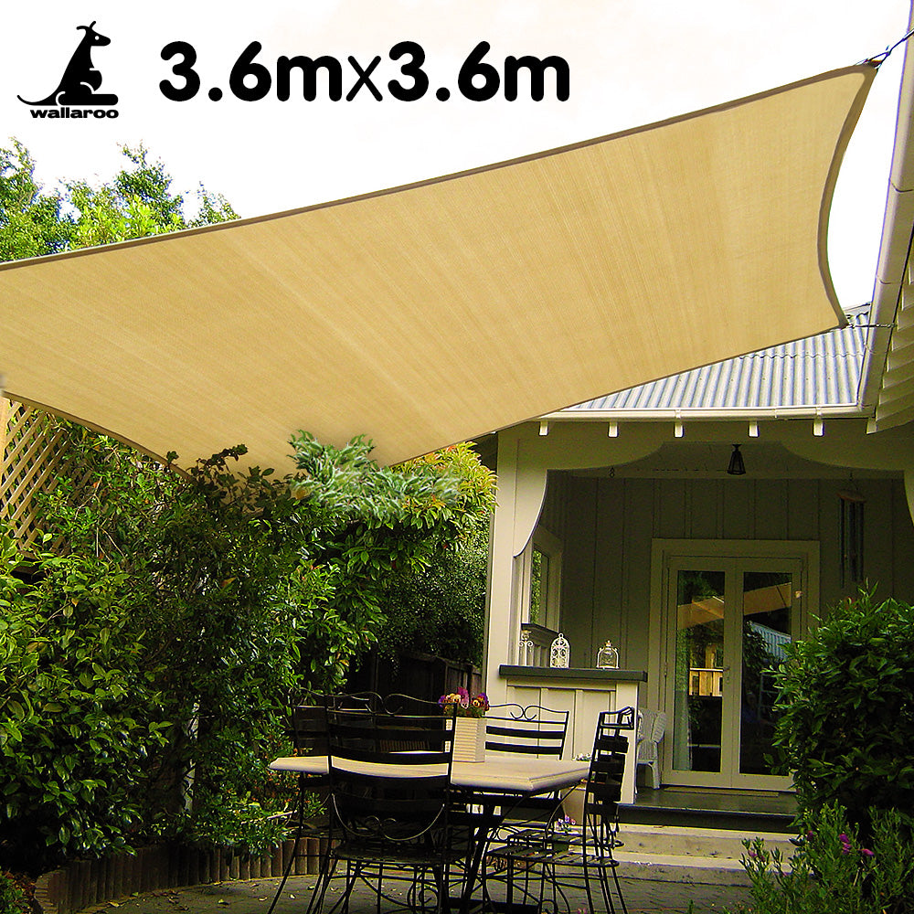 Square Shade Sail 3.6m x 3.6m - Sand