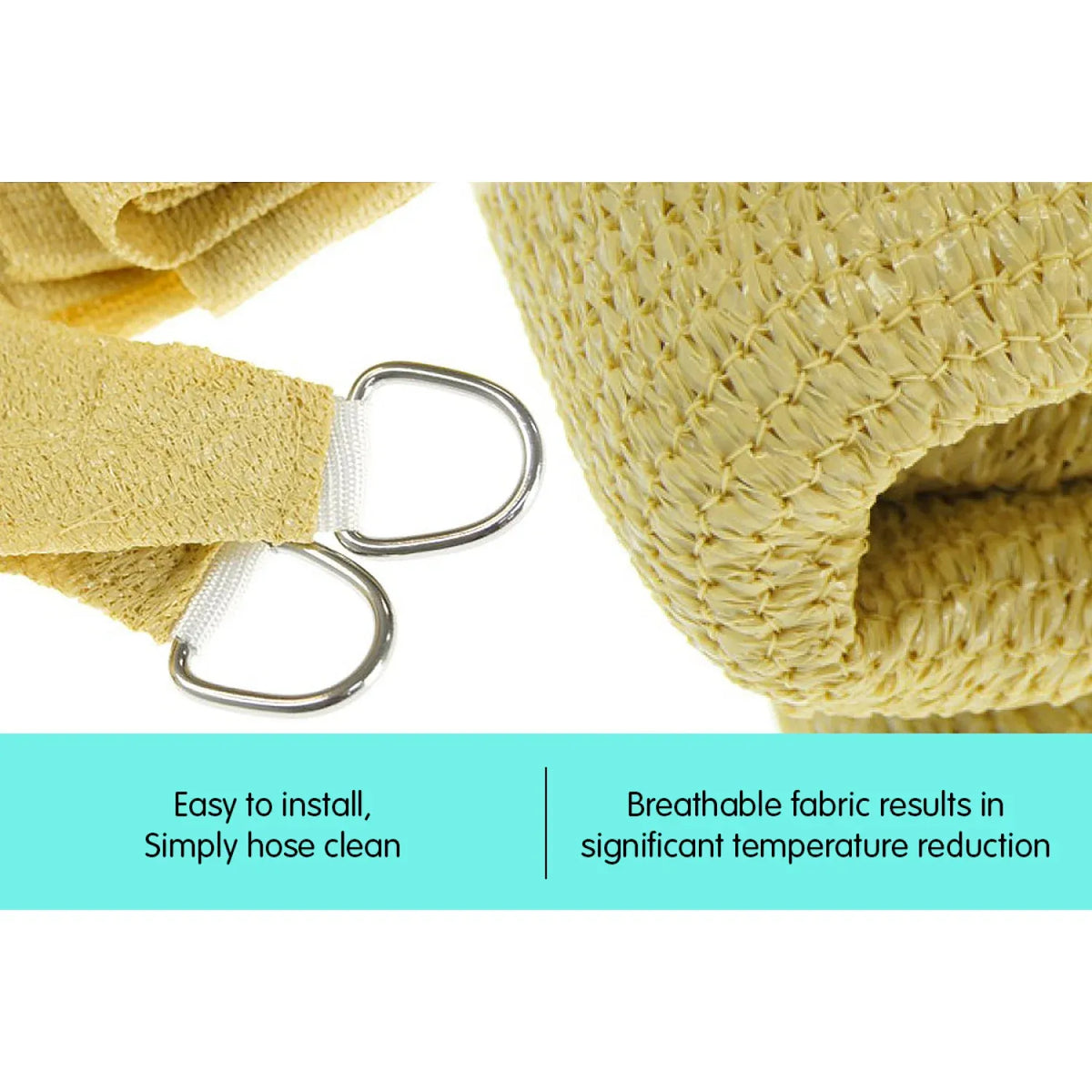 3m x 5m Rectangular Shade Sail Sand UV 95% Block Breathable 185GSM