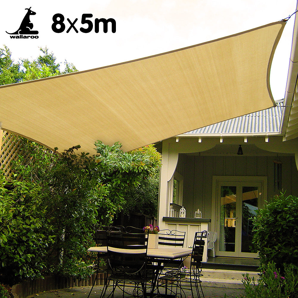 Rectangular Shade Sail: 8m x 5m - Sand