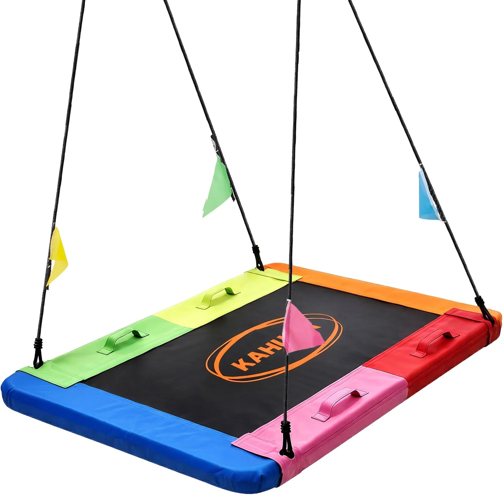 Heavy Duty 60 Inch Rectangular Tree Swing With Adjustable 180cm Lifting Ropes Foam Padded Tubes And Full Accessory Kit For Backyard Family Use