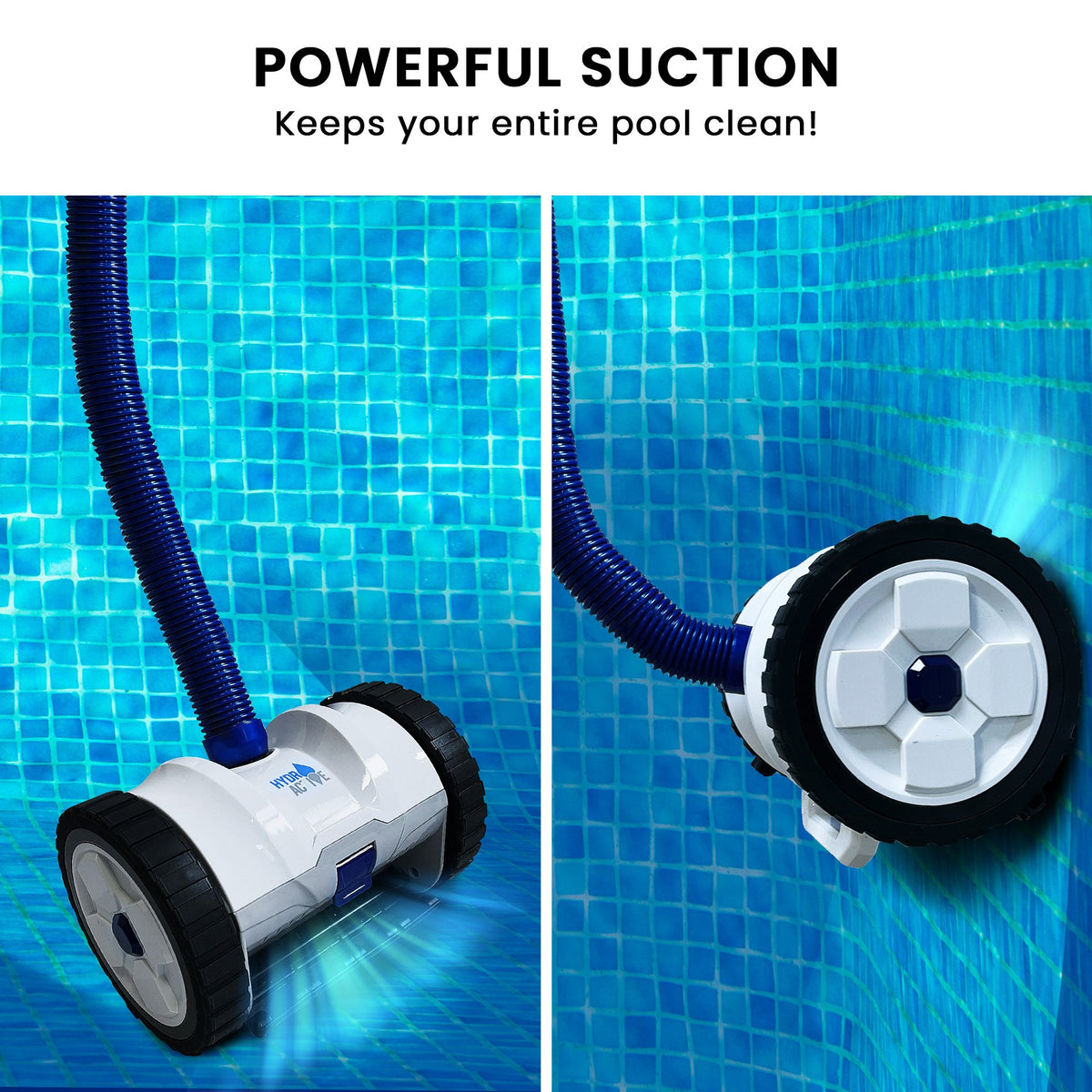 HydroActive Automatic Suction Pool Cleaner for Inground Swimming Pools, 12m Hose Turbine Motor Pool Vacuum Sweeper