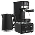 Breakfast Set with 1.25L Coffee Machine, Silver Noir Toaster & Kettle