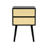 Sarantino Ivan Bedside Table Night Stand - Black/natural