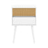 Sarantino Clio Bedside Table Night Stand - White/natural