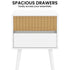 Sarantino Clio Bedside Table Night Stand - White/natural