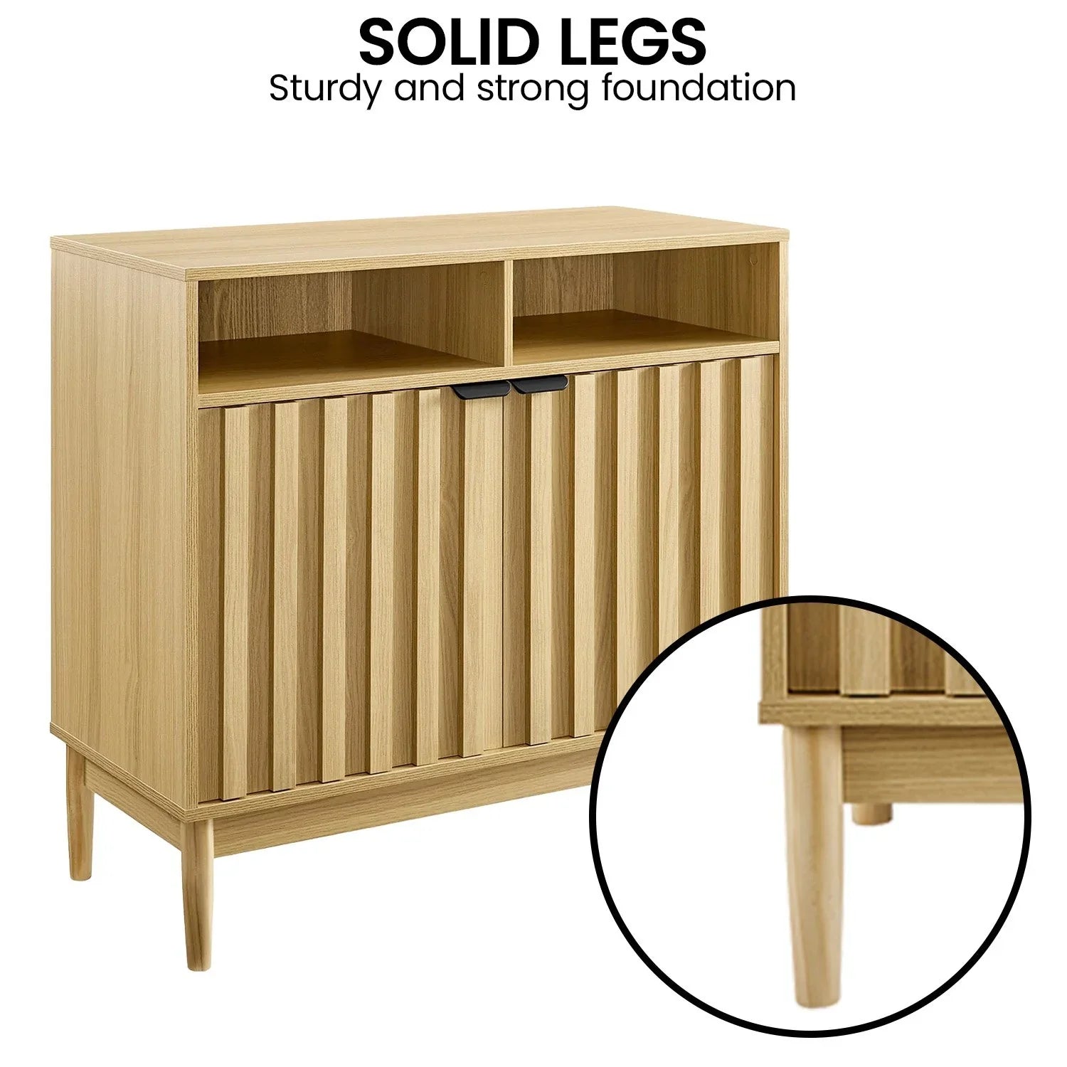 Eleni 2-Door Sideboard Buffet Hallway Cabinet Storage Console Cupboard in Natural