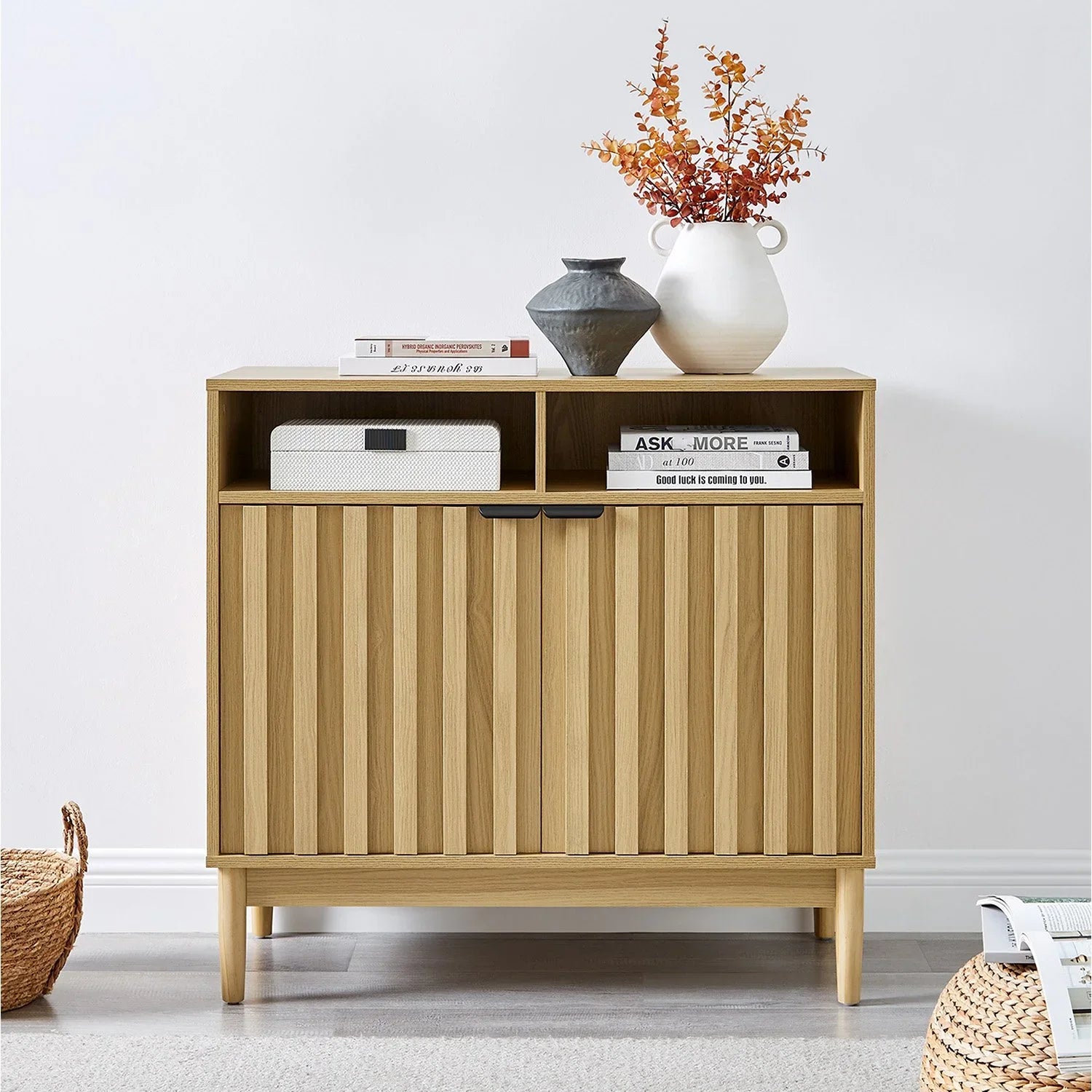 Eleni 2-Door Sideboard Buffet Hallway Cabinet Storage Console Cupboard in Natural