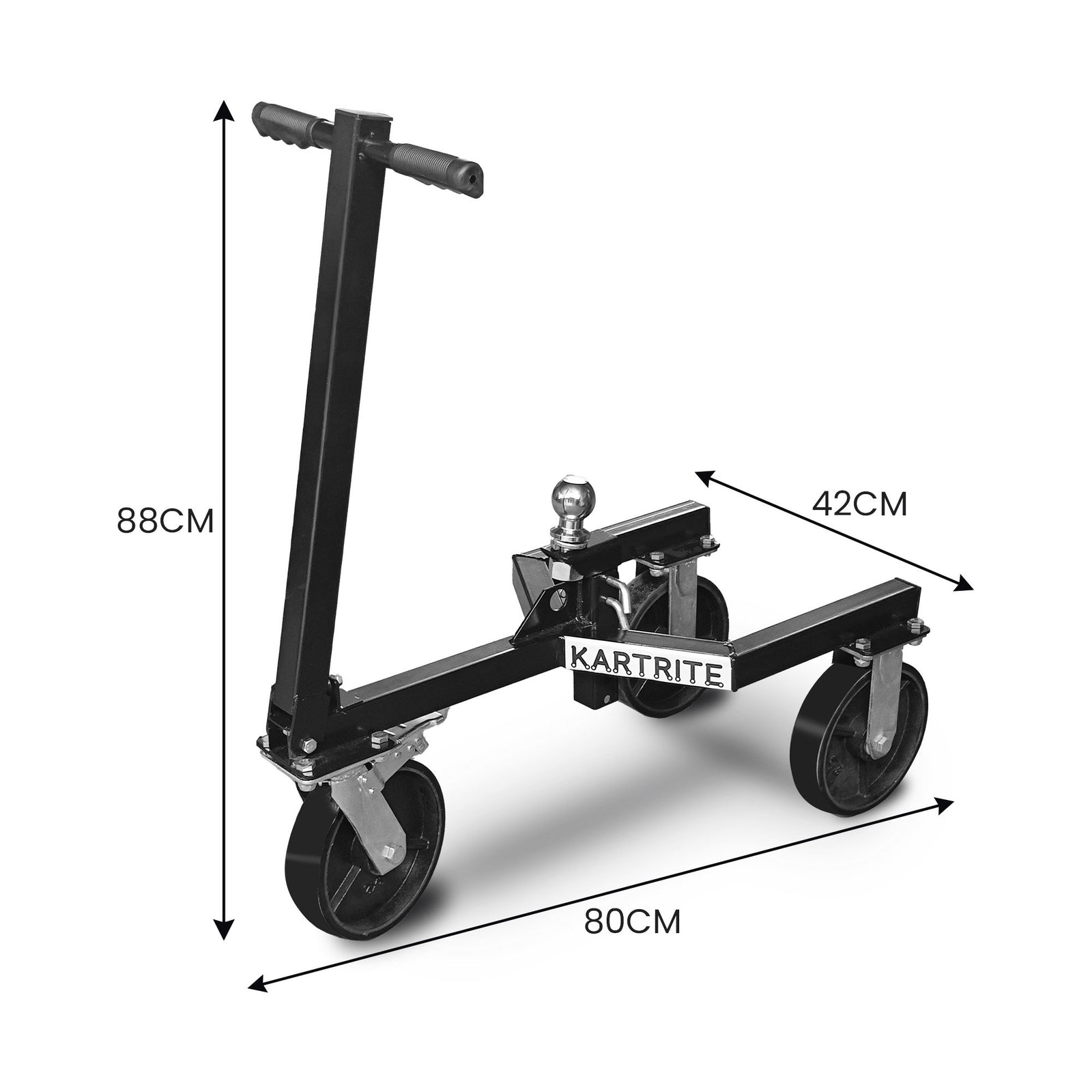 Trailer Dolly Adjustable 2in Hitch Ball 1500kg Tongue Weight Capacity w/8in Swivel Wheels Steel Trailer Mover