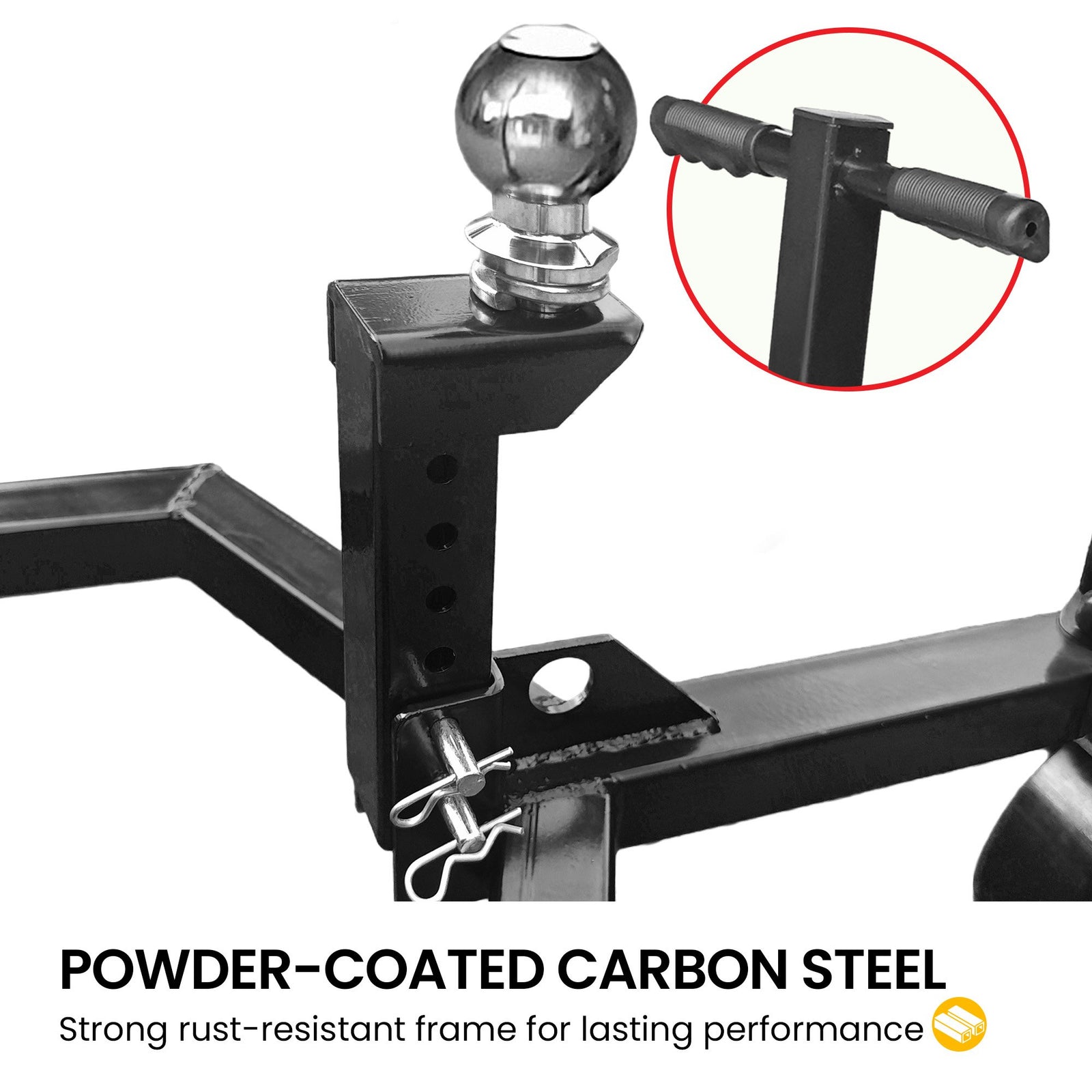 Trailer Dolly Adjustable 2in Hitch Ball 1500kg Tongue Weight Capacity w/8in Swivel Wheels Steel Trailer Mover