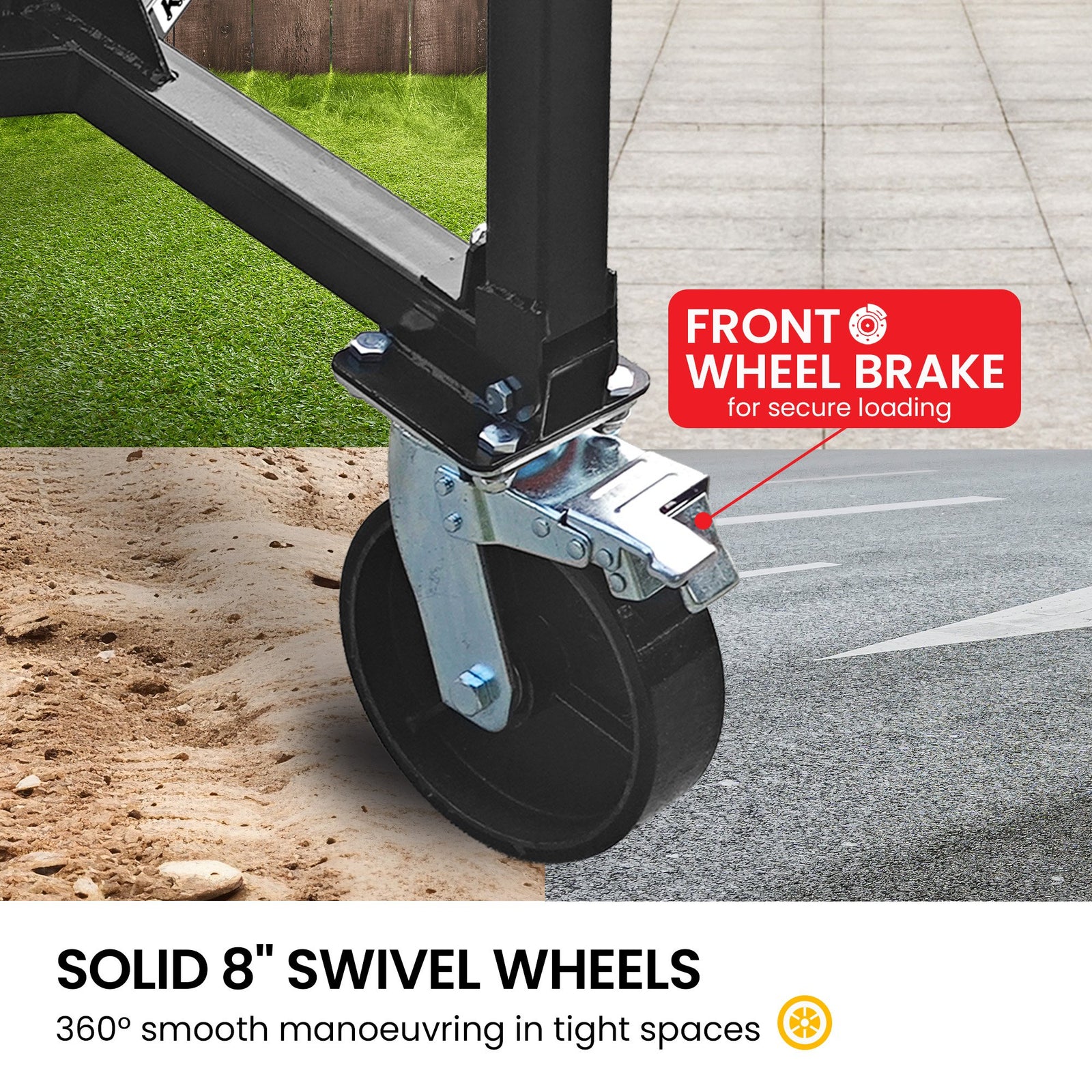 Trailer Dolly Adjustable 2in Hitch Ball 1500kg Tongue Weight Capacity w/8in Swivel Wheels Steel Trailer Mover