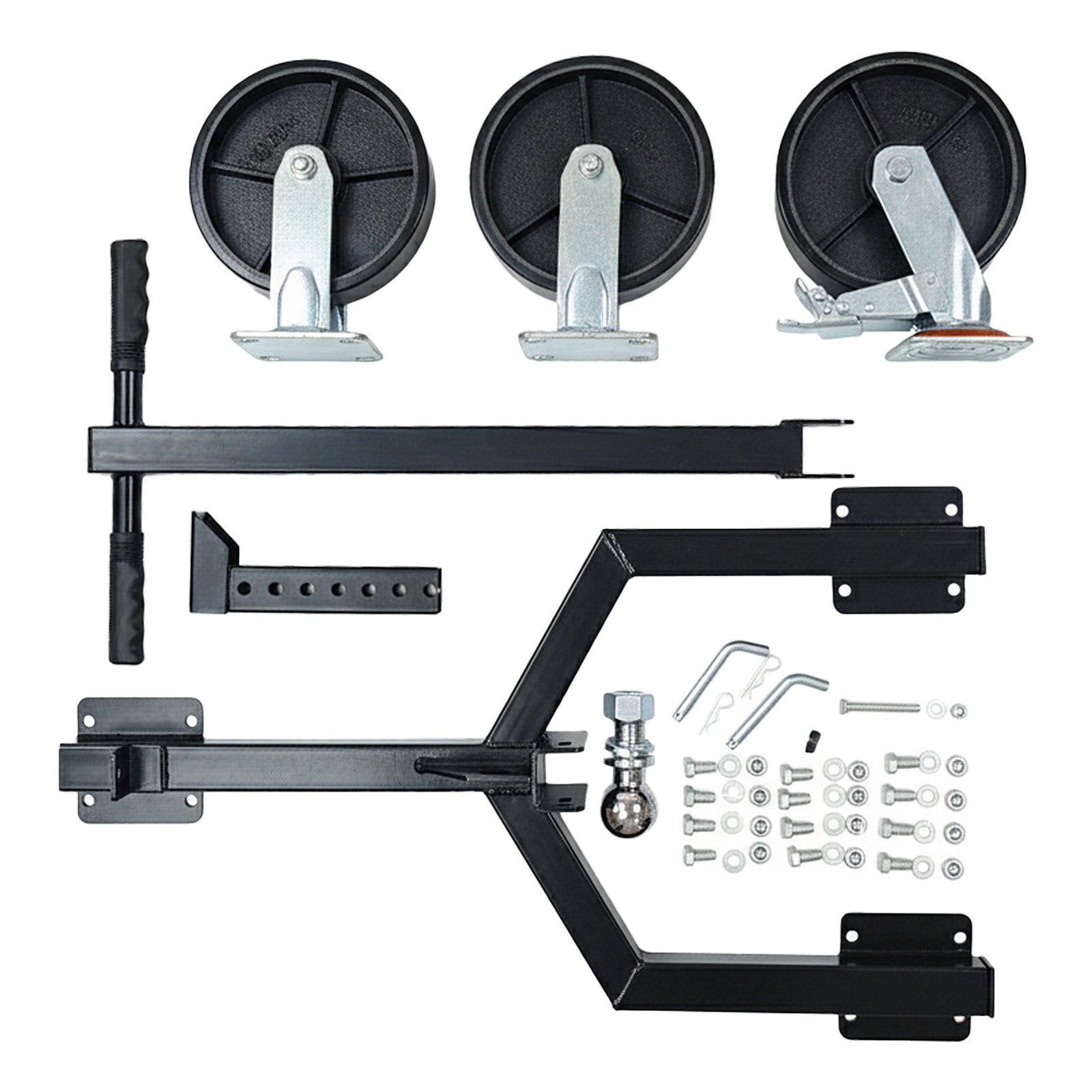 Trailer Dolly Adjustable 2in Hitch Ball 1500kg Tongue Weight Capacity w/8in Swivel Wheels Steel Trailer Mover