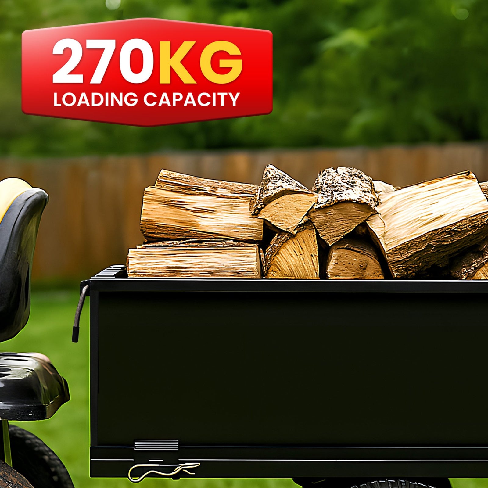 Heavy Duty Dump Cart 270kg Capacity Pneumatic Tyres Quick Release Pedal Removable Tailgate Trailer for Garden