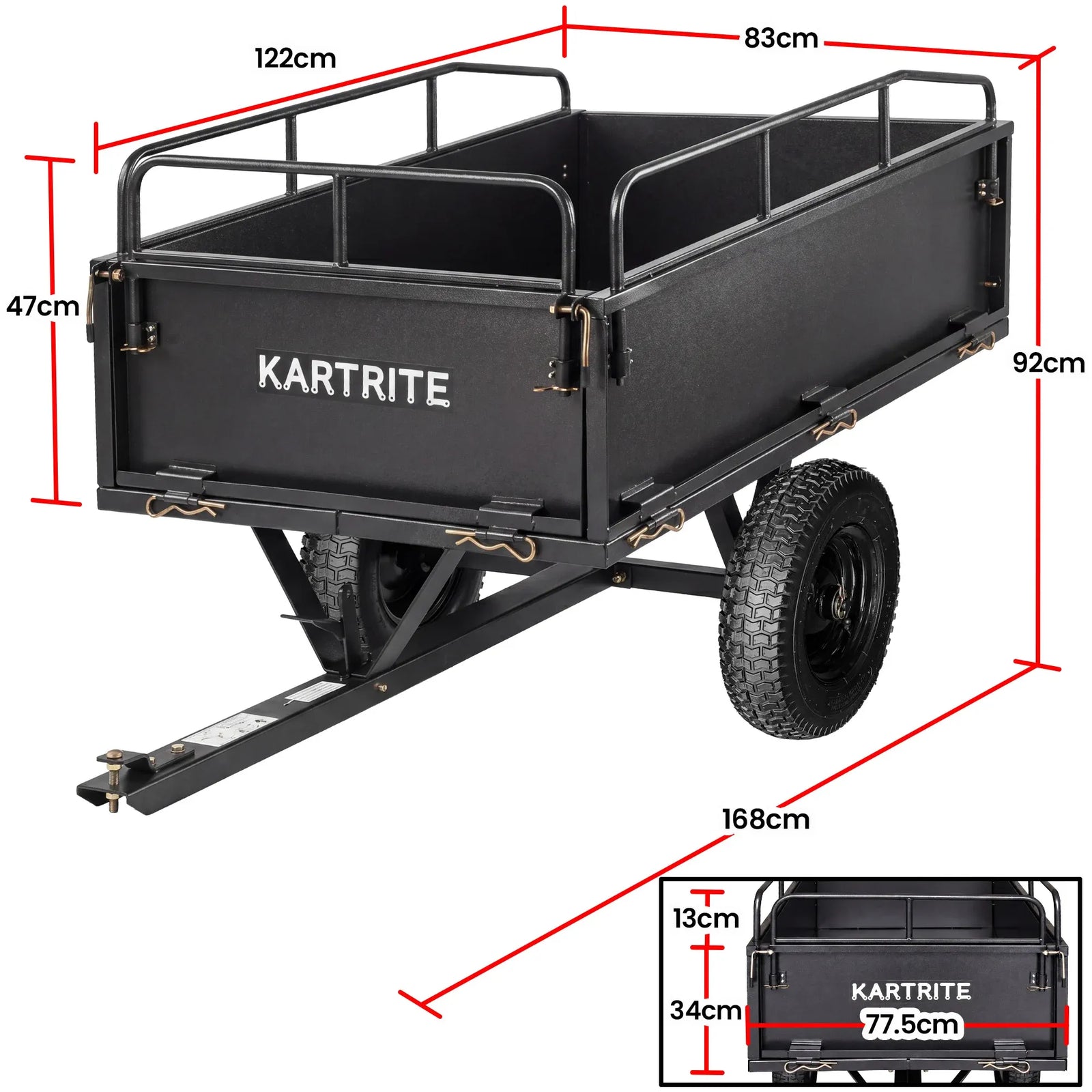 430kg Heavy Duty Steel Dump Cart with Foot Pedal Dumping System
