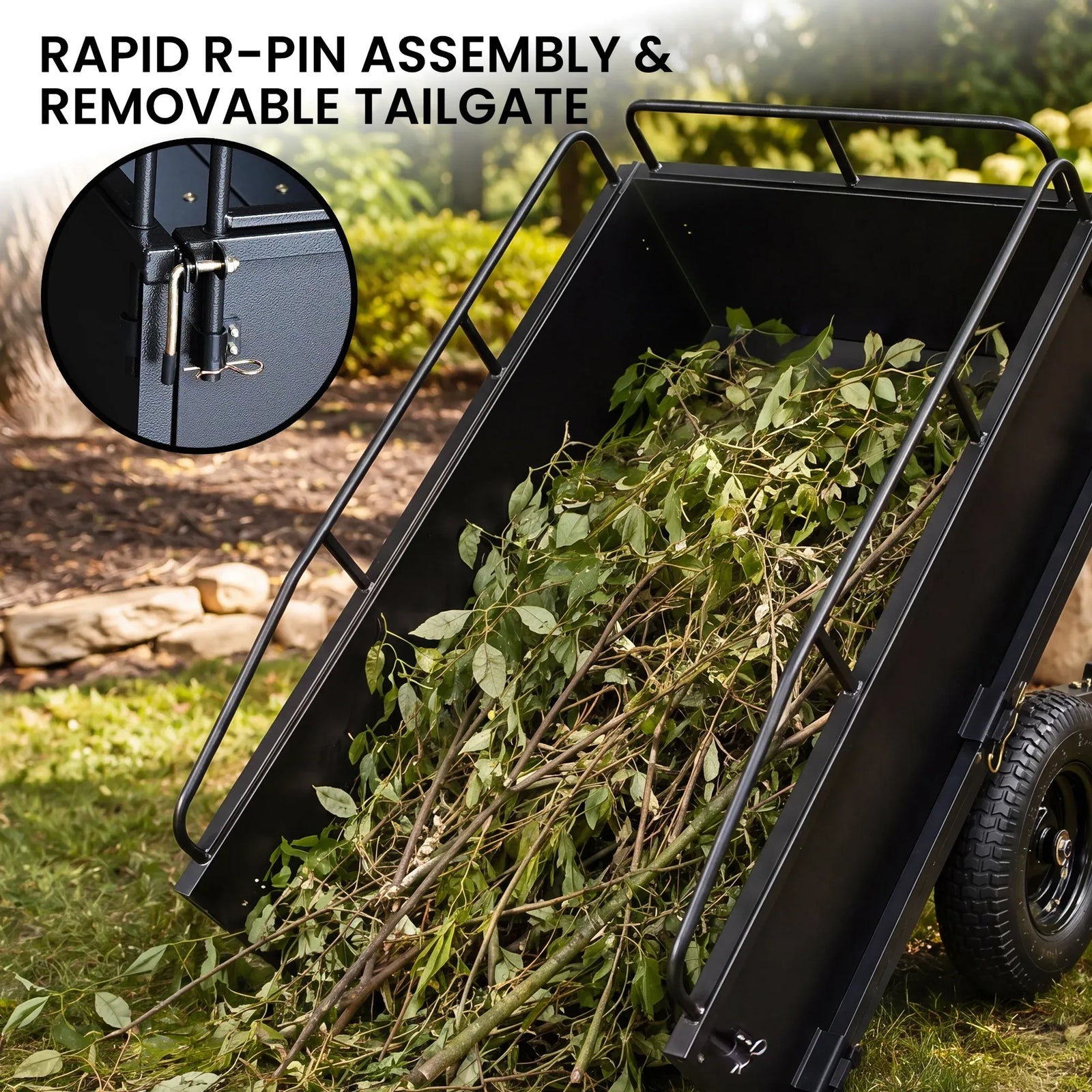430kg Heavy Duty Steel Dump Cart with Foot Pedal Dumping System