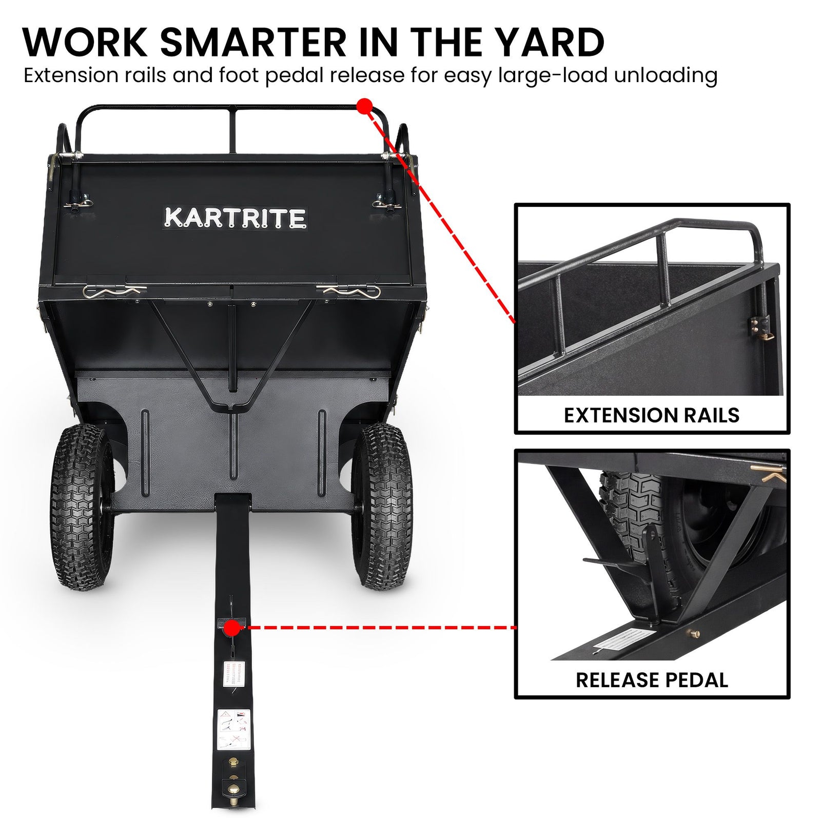 430kg Heavy Duty Steel Dump Cart with Foot Pedal Dumping System